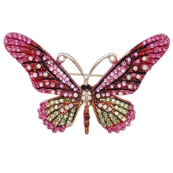 brosa fluture roz cu cristale